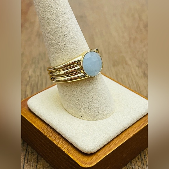Gorjana Power Gemstone Reed Aquamarine Ring 9 New - Picture 5 of 5